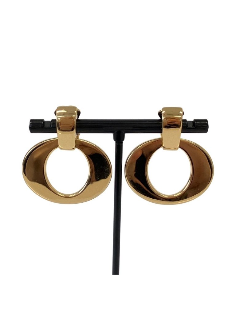 Dior Vintage Oval Earrings Gold Plated